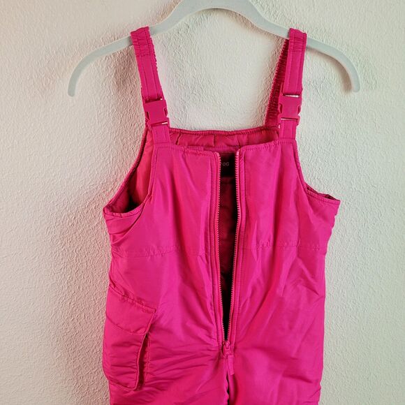 London Fog Ski Bib Overalls Pants Size Large 6X Pink Adjustable Straps Snowsuit - Picture 8 of 16